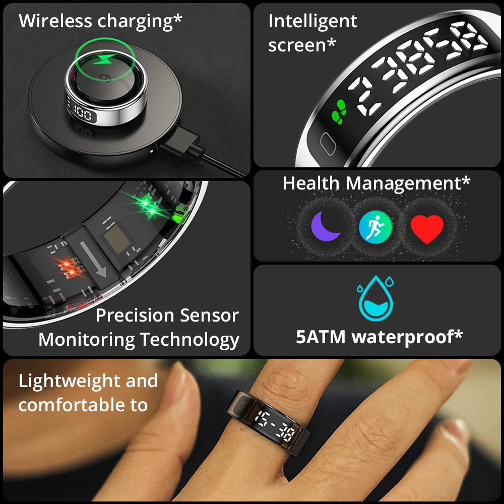 COLMI R12 Smart Ring with Display Screen and Touch, Health Manager, Wireless Charging