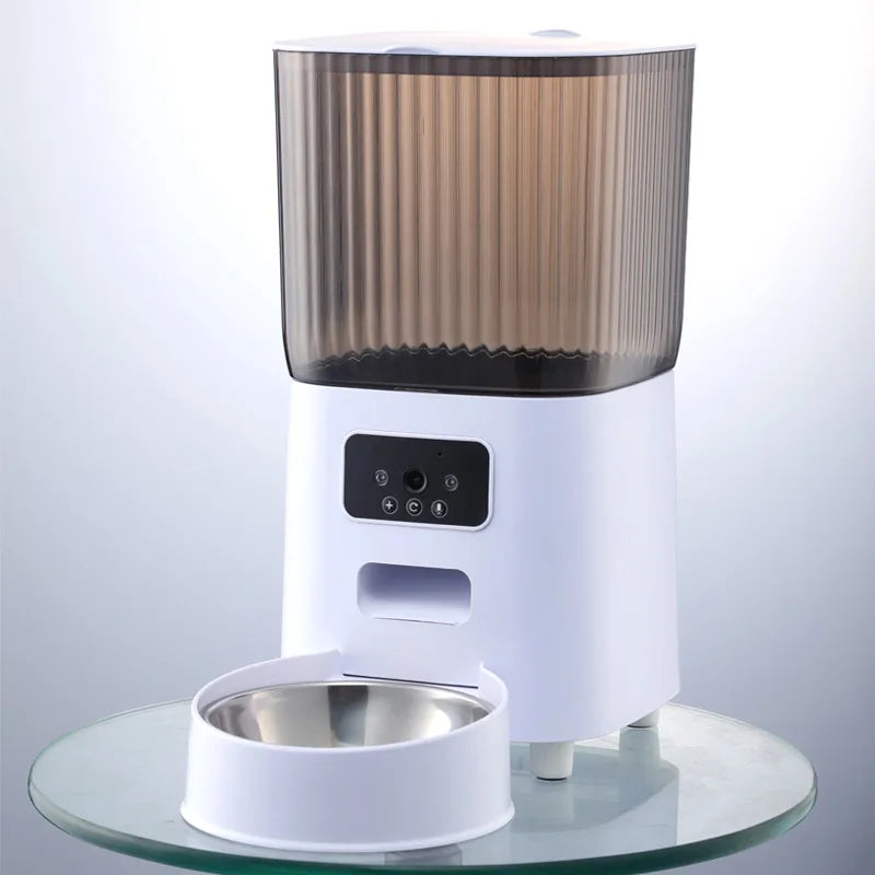 5L Double Bowls Smart Automatic Cat Feeder With Camera Cat Dry Food Video Dispenser