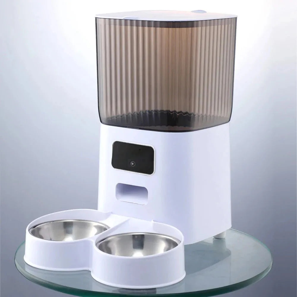 5L Double Bowls Smart Automatic Cat Feeder With Camera Cat Dry Food Video Dispenser