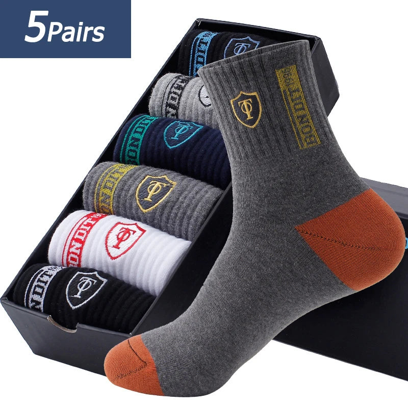 5 Pairs Spring And Fall Men Sports Socks Sweat Absorbent Thin Basketball SOCKS