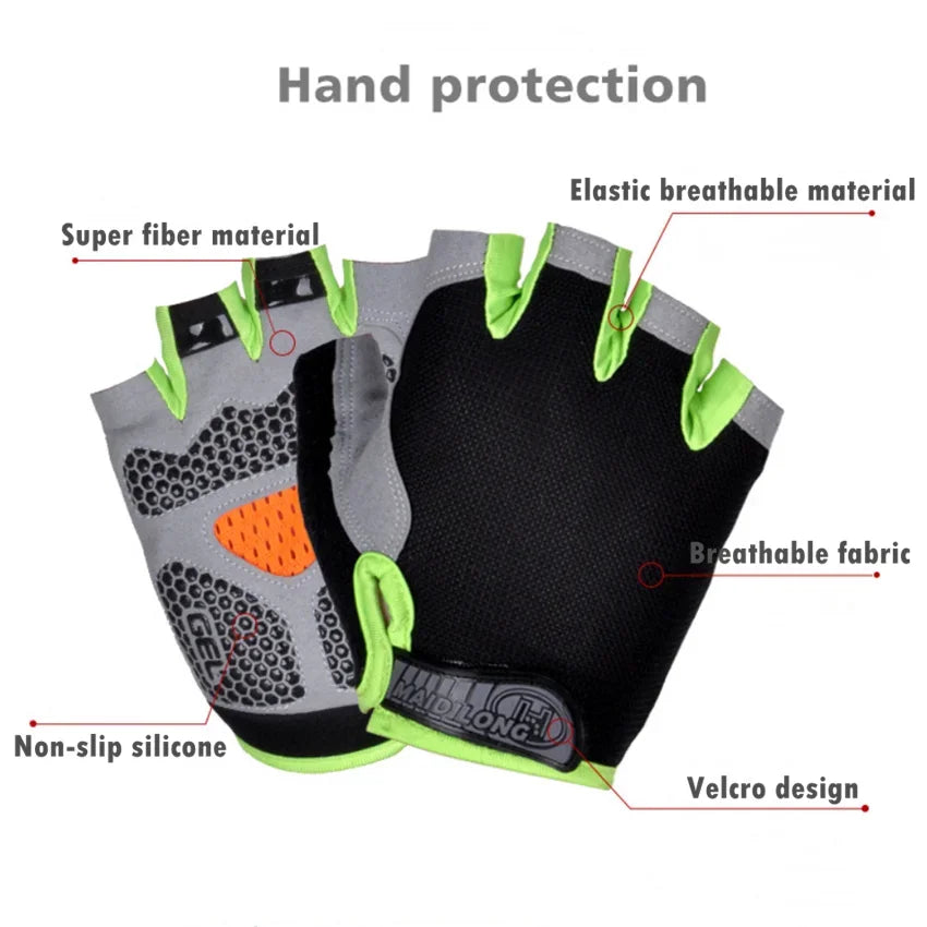 Fingerless Sport Gloves, Non-Slip Wrist Protection for Fitness and Cycling