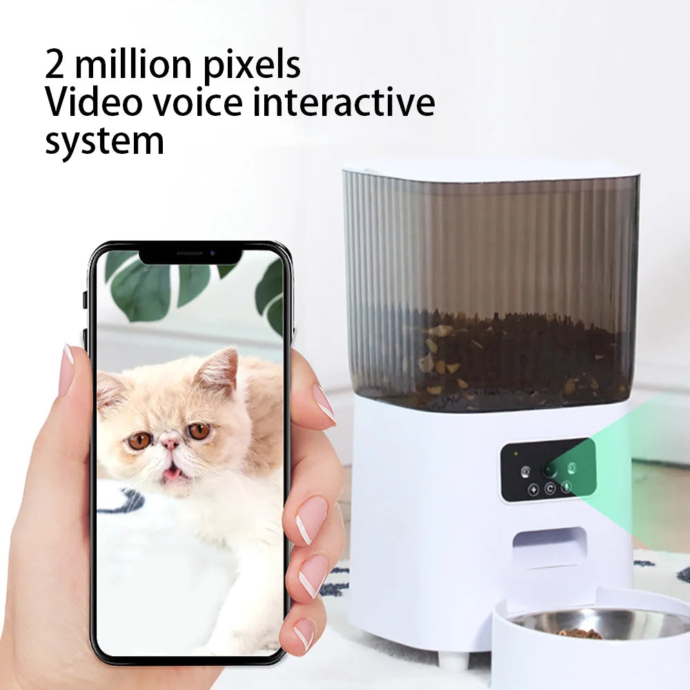 5L Double Bowls Smart Automatic Cat Feeder With Camera Cat Dry Food Video Dispenser