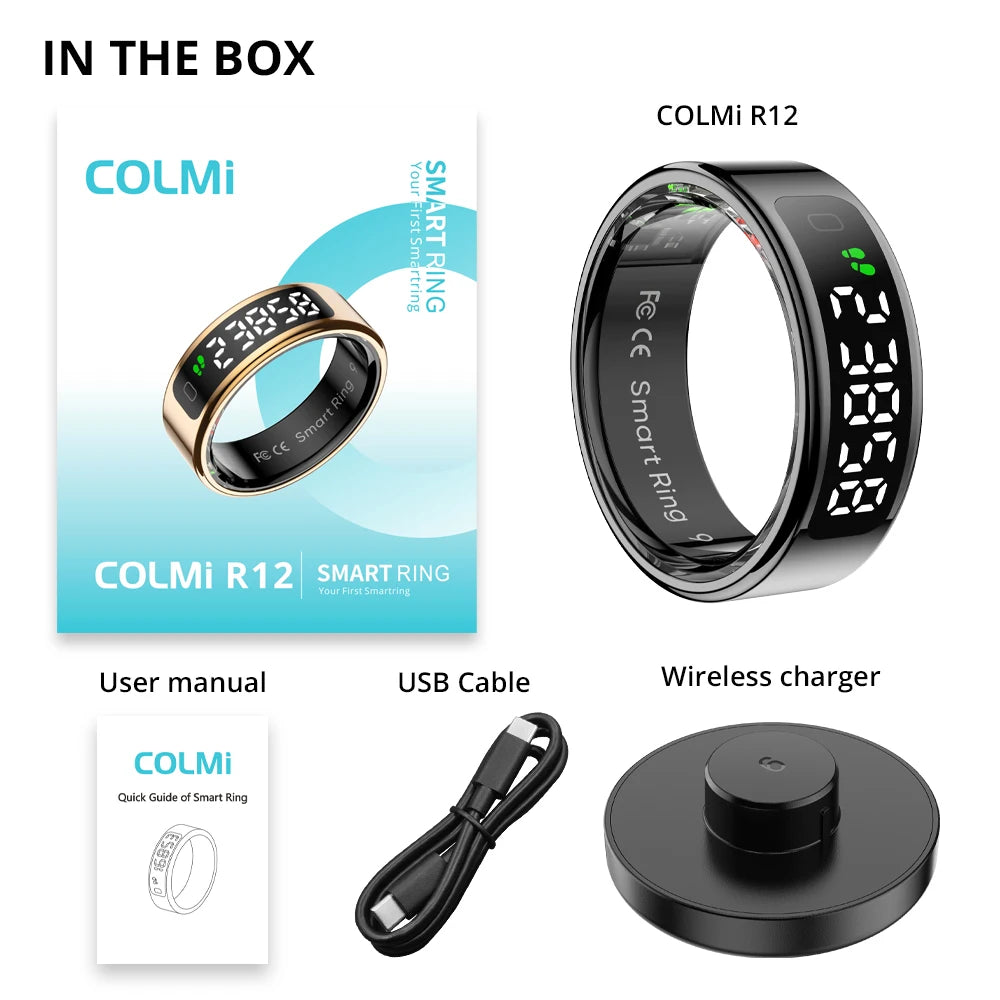 COLMI R12 Smart Ring with Display Screen and Touch, Health Manager, Wireless Charging