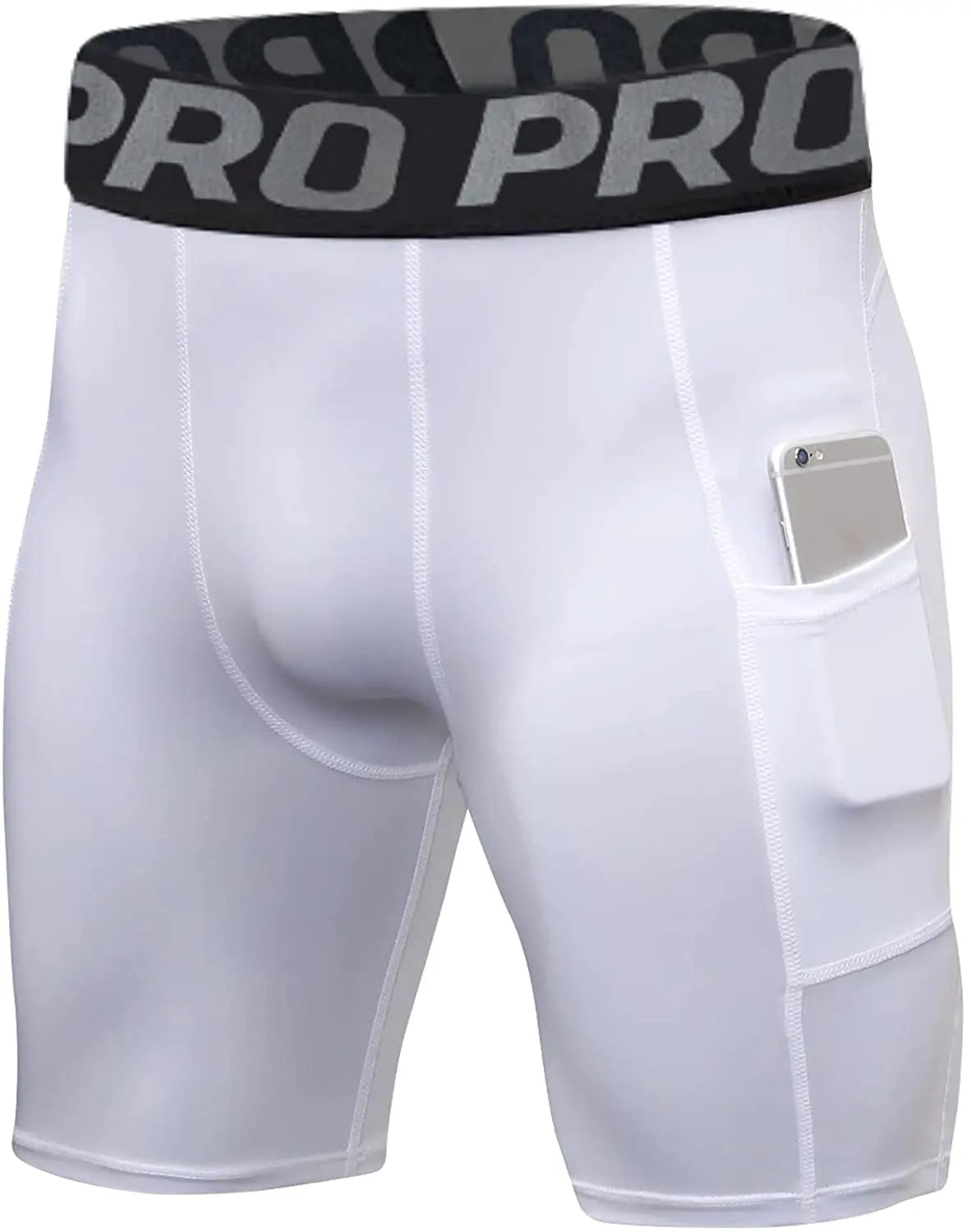 Mens Gym Shorts with Pockets Workout Compression Leggings