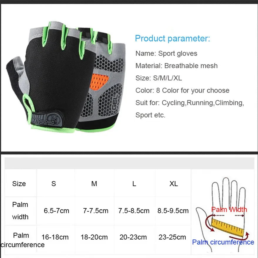 Fingerless Sport Gloves, Non-Slip Wrist Protection for Fitness and Cycling