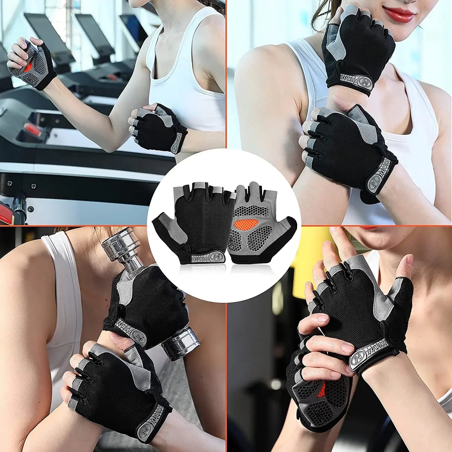 Fingerless Sport Gloves, Non-Slip Wrist Protection for Fitness and Cycling