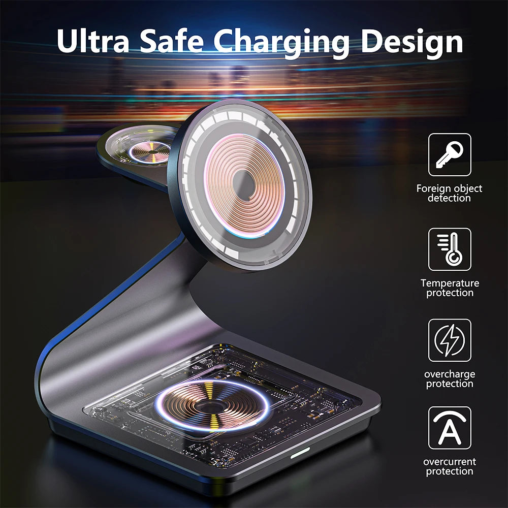 Bonola Magnetic 3 in 1 Wireless Charger Station for Samsung