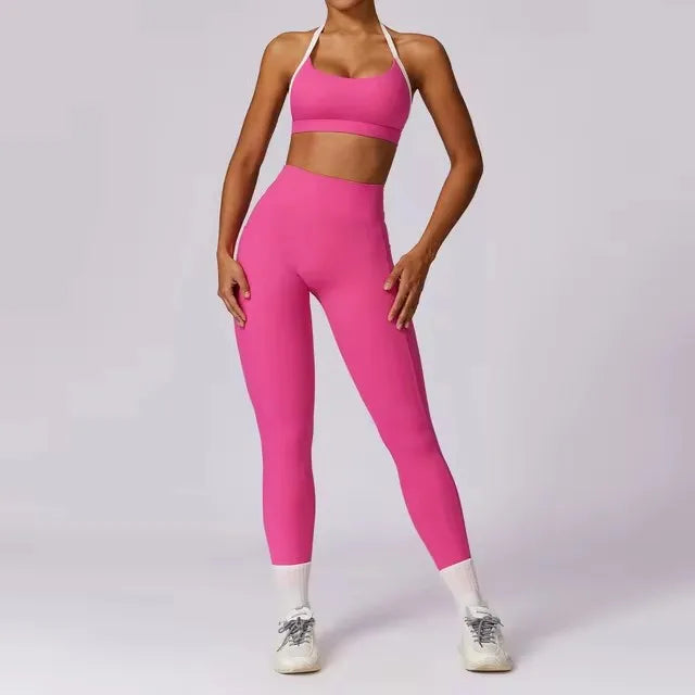 Yoga Set 2PCS Women Workout leggings Fitness Bra Crop Top Long Sleeve