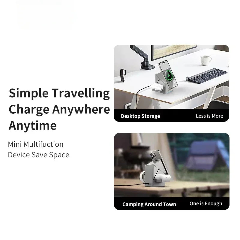 3-in-1 Wireless Charger with Auto-Rotating Dock for IPhone