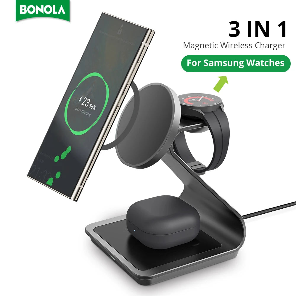 Bonola Magnetic 3 in 1 Wireless Charger Station for Samsung