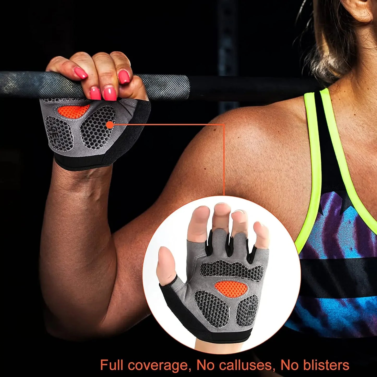 Fingerless Sport Gloves, Non-Slip Wrist Protection for Fitness and Cycling