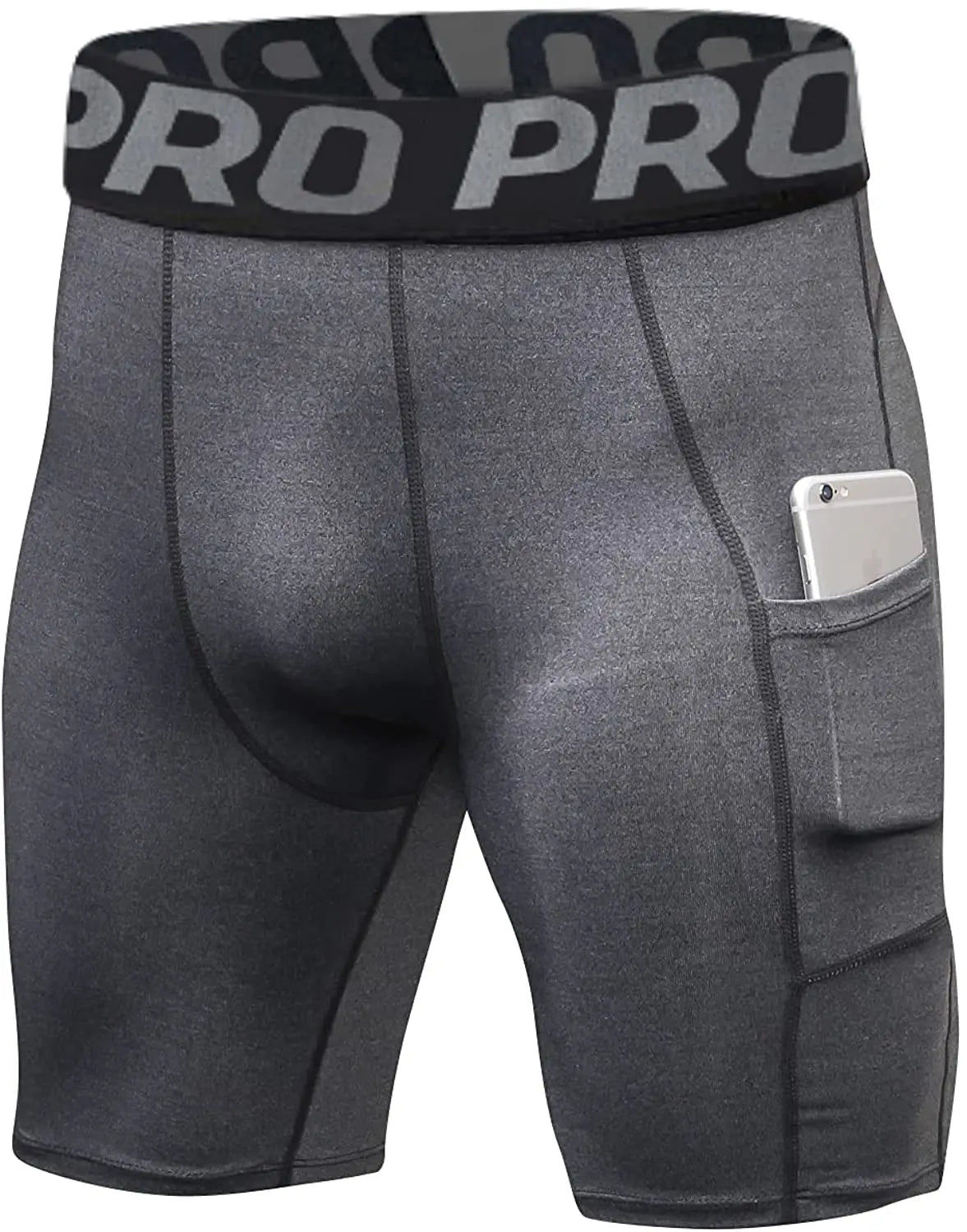 Mens Gym Shorts with Pockets Workout Compression Leggings