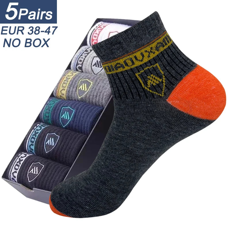 5 Pairs Spring And Fall Men Sports Socks Sweat Absorbent Thin Basketball SOCKS